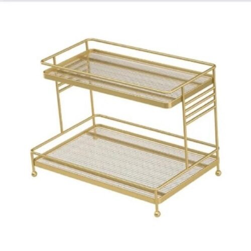 makeup organizer – Double-Layer Metal Makeup Organizer